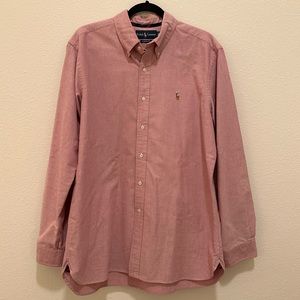 (SOLD) Ralph Lauren Classic Fit Mens L Salmon Pink Button Down Long Sleeve